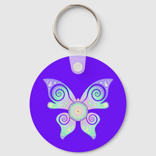 Porte-clés Fleur de vie / Blume des Lebens - papillon (Recto)