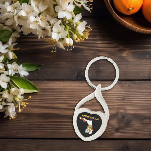 Porte-clés Fleur d'état Floride personnalisée Fleur Orange Bl