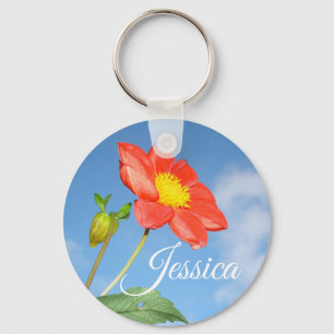 Porte-clés Fleur d'été joyeuse Personnalisée