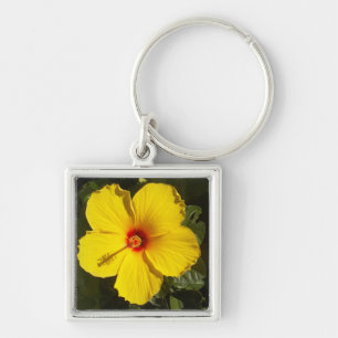 Porte-clés Fleur d'Hibiscus jaune