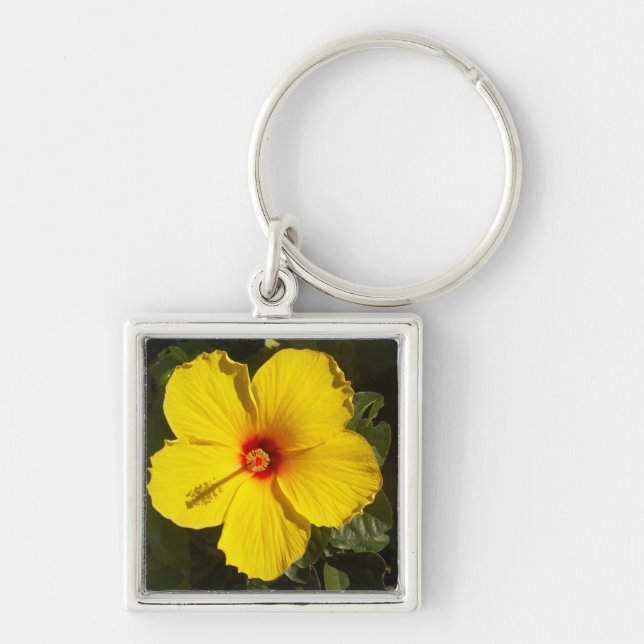 Porte-clés Fleur d'Hibiscus jaune (Devant)