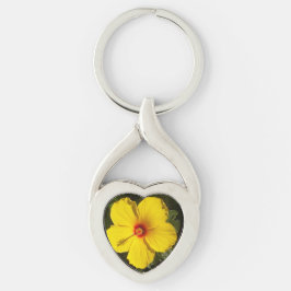 Porte-clés Fleur d'Hibiscus jaune