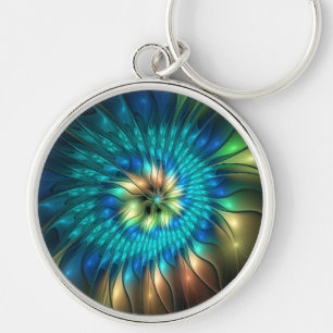 Porte-clés Fleur d'Imaginaire lumineux, Fractale Abstraite co