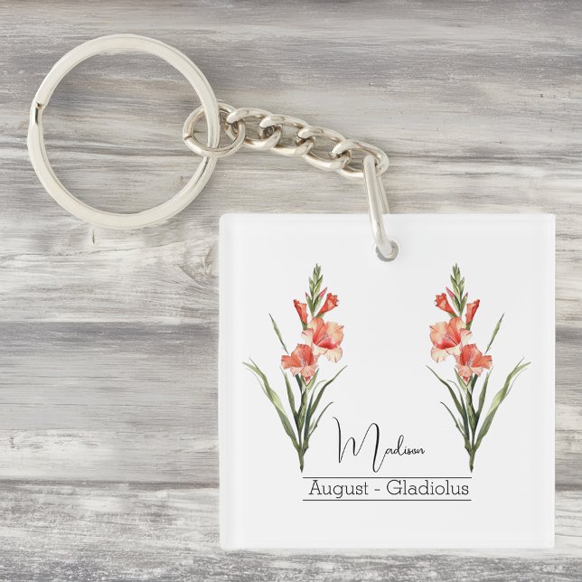 Porte-clés Fleur du mois de naissance août Gladiolus (Créateur téléchargé)