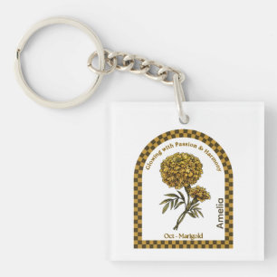 Porte-clés Fleur du mois de naissance d'octobre personnalisée