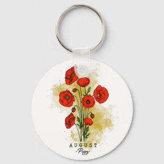 Porte-clés Fleur du mois de naissance Né en août Fleurs de pa