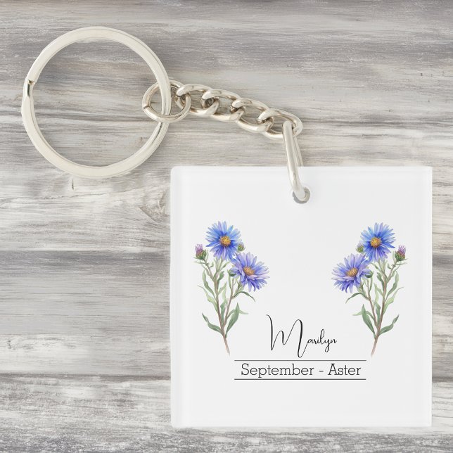 Porte-clés Fleur du mois de naissance Septembre Aster (Créateur téléchargé)