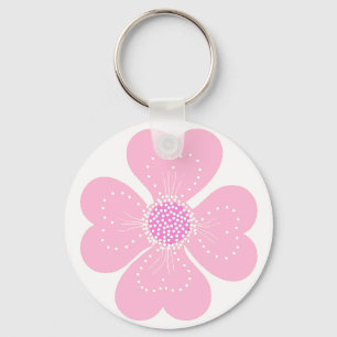Porte-clés Fleur en forme de cœur rose