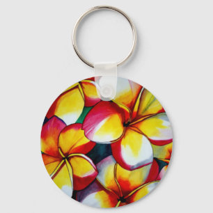 Porte-clés Fleur Frangipani rose de Sacha Grossel Art