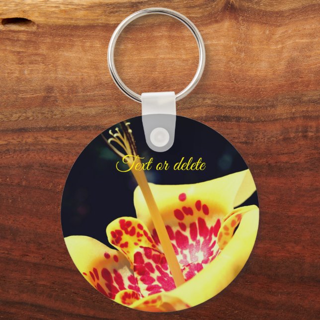 Porte-clés Fleur Lily tachetée Jaune Personnalisée (Recto)