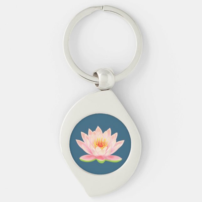 Porte-clés Fleur Lotus en bleu (Devant)