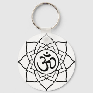 Porte-clés Fleur Lotus, Noir avec Arrière - plan blanc