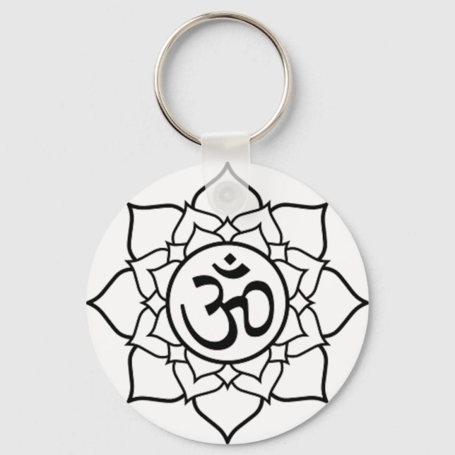 Porte-clés Fleur Lotus, Noir avec Arrière - plan blanc (Recto)