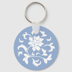 Porte-clés Fleur orientale - Motif circulaire bleu serenity