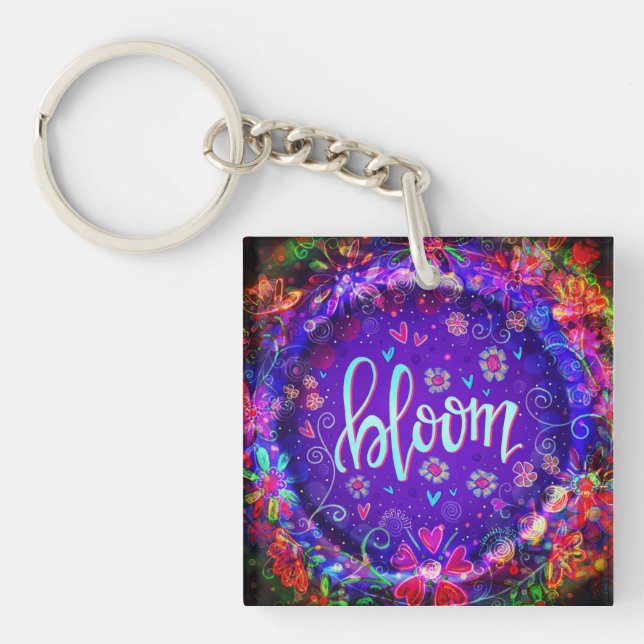 Porte-clés Fleur pourpre Plutôt Inspirant Fleur Inspiribilité (Devant)