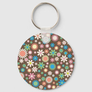 Porte-clés Fleur printanière vintage marron