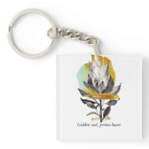 Fleur protéique Porte - clé acrylique avec or