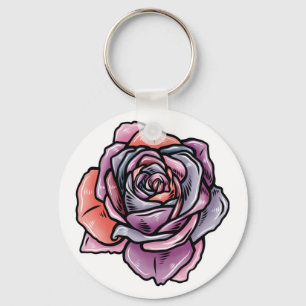 Porte-clés Fleur Rose coloré