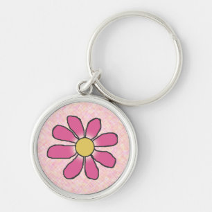 Porte-clés Fleur rose dessinée douce