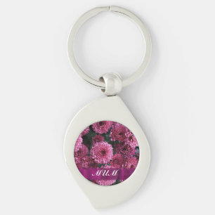 Porte-clés Fleur rose mère personnalisée