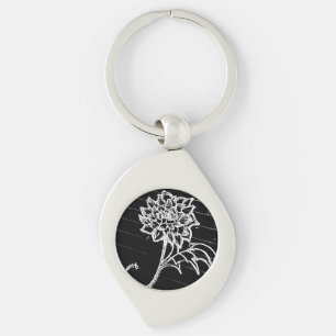 Porte-clés fleur rose noire yaie goth emo