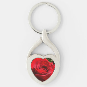 Porte-clés Fleur rose rouge vif Belle florale