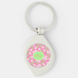 Porte-clés Fleur rose shabby chic personnalisée