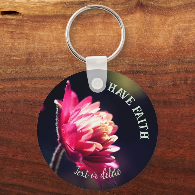 Porte-clés Fleur Rouge Ont Foi Inspiré Personnalisé (Recto)