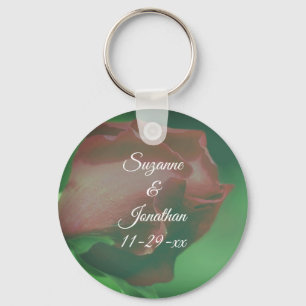 Porte-clés Fleur rouge Rosebud Mariage personnalisé