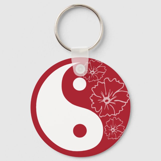 Porte-clés Fleur rouge Tropical Yin Yang Porte - clé (Recto)