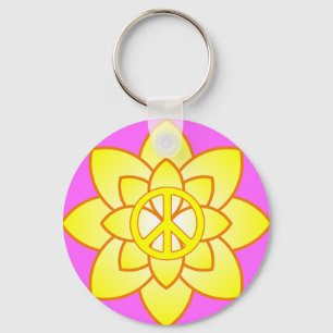 Porte-clés Fleur Symbole de Paix - Jaune
