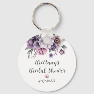 Porte-clés Fleurs aquarelles lavande pour douche de mariée