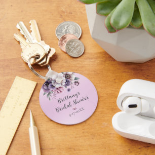 Porte-clés Fleurs aquarelles lavande pour douche de mariée