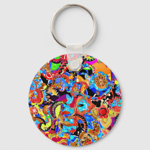 Porte-clés Fleurs artistiques très colorées motifs