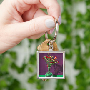 Porte-clés Fleurs Bouquet Carantion Rouge