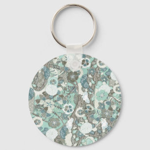 Porte-clés Fleurs Brown bleues Abstraites