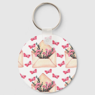 Porte-clés Fleurs d'aquarelle dans les enveloppes : motif tra