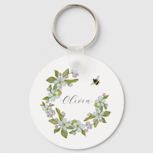 Porte-clés Fleurs d'aquarelle des arbres du jardin et des bou