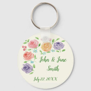 Porte-clés Fleurs d'aquarelle Mariage Faveur Porte - clé