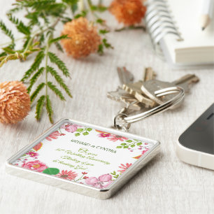 Porte-clés Fleurs de 30e anniversaire de mariage religieux