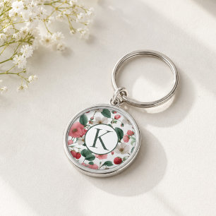Porte-clés Fleurs de baie à monogramme personnalisé