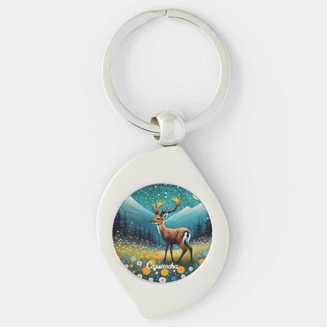Porte-clés Fleurs de cerfs mignons Imaginaire de prairie (Devant)