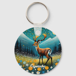 Porte-clés Fleurs de cerfs mignons Imaginaire de prairie