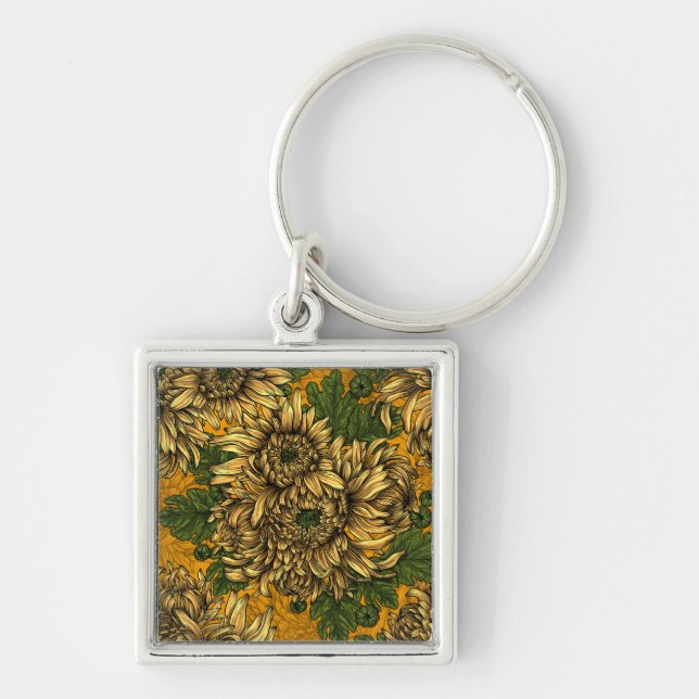 Porte-clés Fleurs de chrysanthème jaune (Devant)