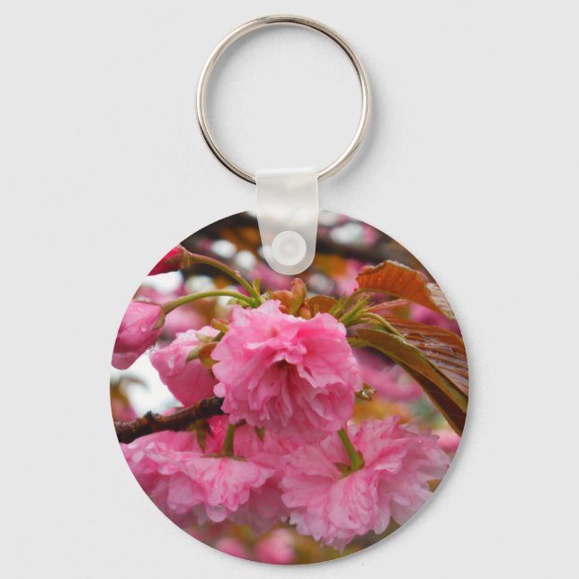 Porte-clés Fleurs de fleurs de cerisier rose chaud (Recto)