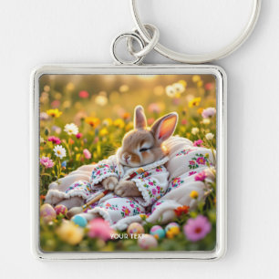 Porte-clés Fleurs de peintre de lapin mignonne Imaginaire