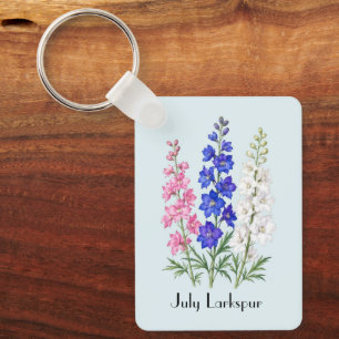 Porte-clés Fleurs de Pied-d'Alouette de Juillet