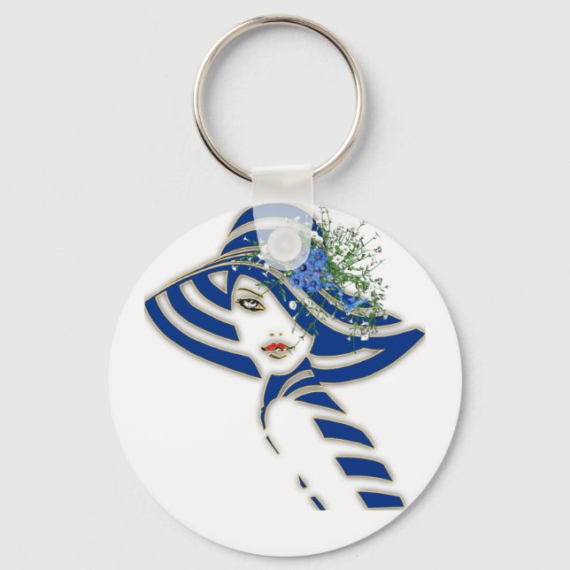 Porte-clés Fleurs de Printemps Bleues Cadeaux de mariage (Recto)