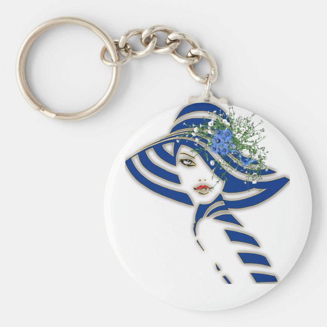 Porte-clés Fleurs de Printemps Bleues Cadeaux de mariage (Devant)