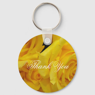 Porte-clés fleurs de rose jaune carte de remerciements